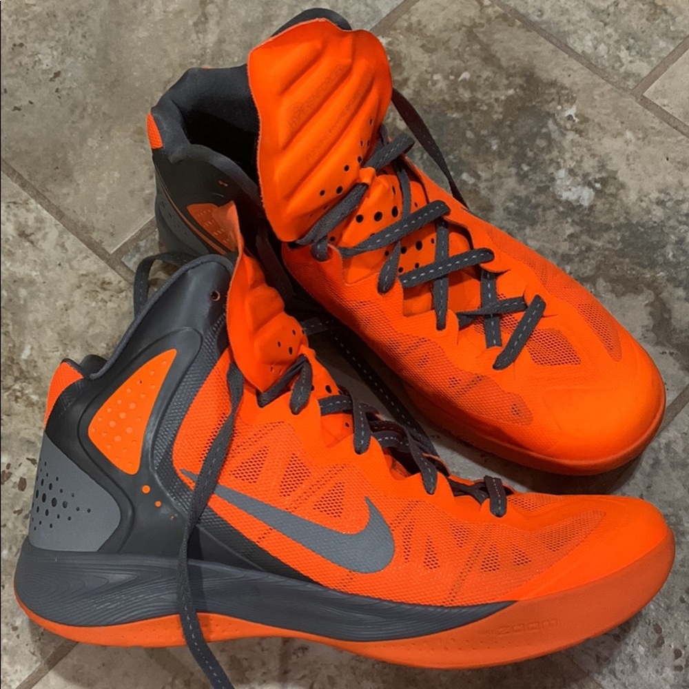 Neon Orange Nike Zoom Basketball Sneakers - High Ankle